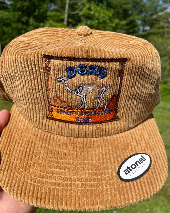 Dead Camel Skeleton Hat Wide Wale Corduroy Cotton 5 Panel Trucker Cap Snapback