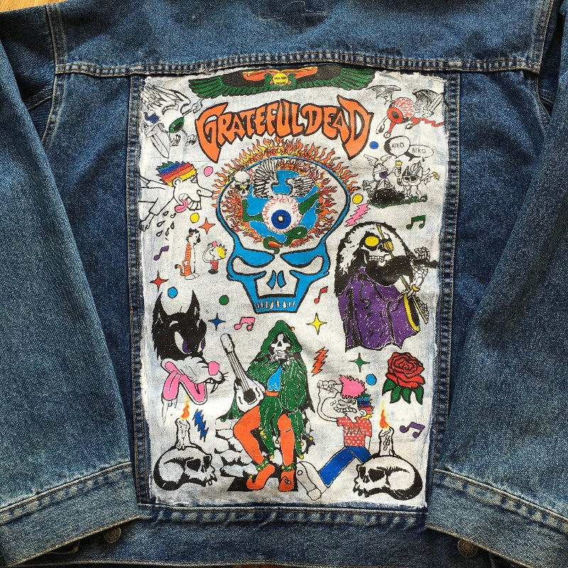 Hand Painted Denim Jean Jacket Large