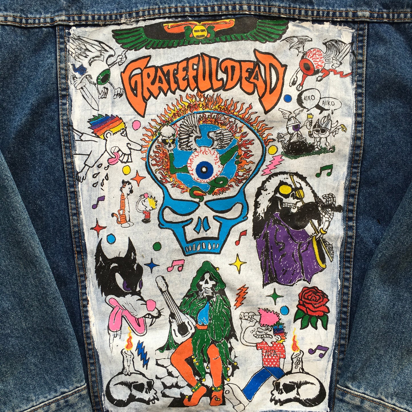Hand Painted Denim Jean Jacket Large