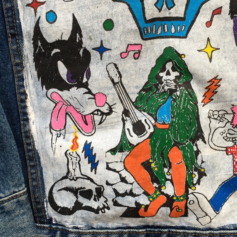 Hand Painted Denim Jean Jacket Large