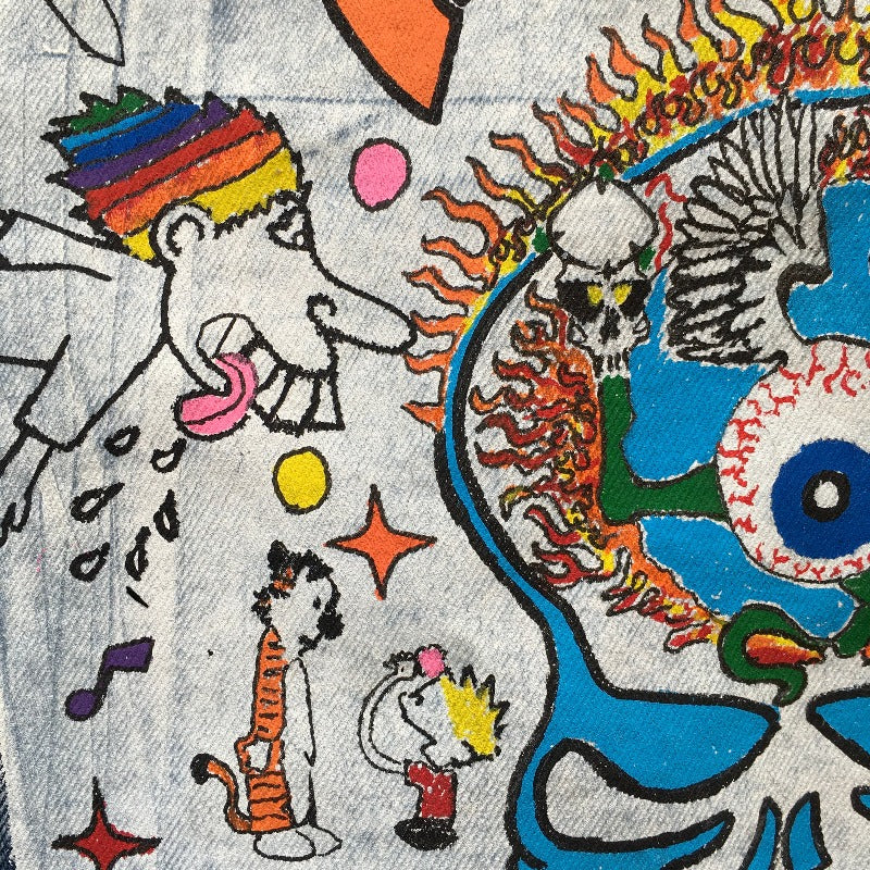 Hand Painted Denim Jean Jacket Large