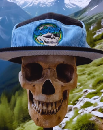 "Blue Roses" Corduroy Camp Cap Tattoo Bertha