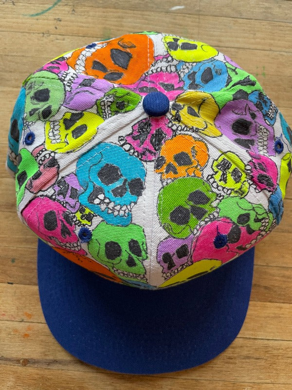 "Skull Pile" Hand Drawn All Over Cap Vintage Snapback