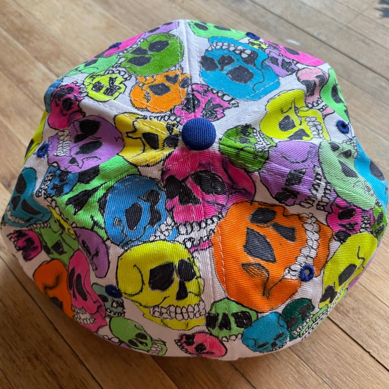 "Skull Pile" Hand Drawn All Over Cap Vintage Snapback