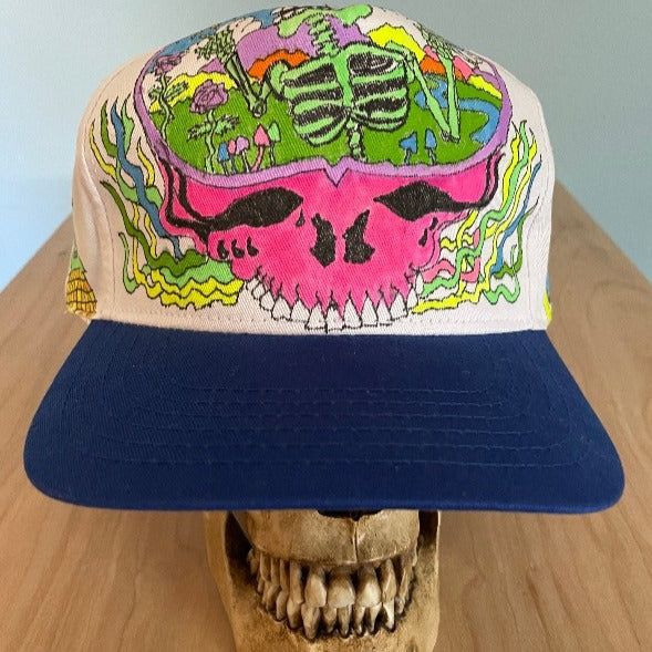 "Pink Stealie" Hand Drawn All Over Cap Vintage Snapback