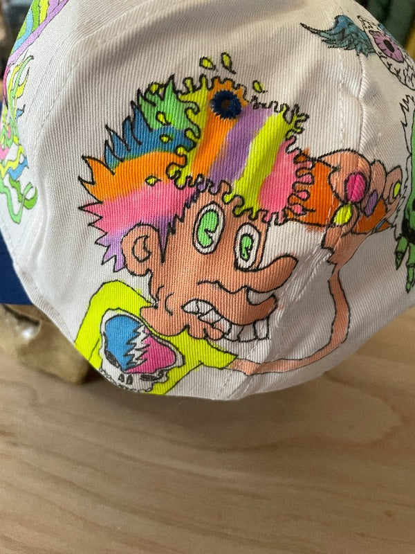 "Pink Stealie" Hand Drawn All Over Cap Vintage Snapback