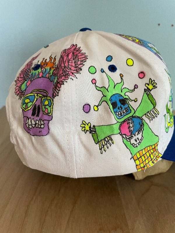 "Pink Stealie" Hand Drawn All Over Cap Vintage Snapback