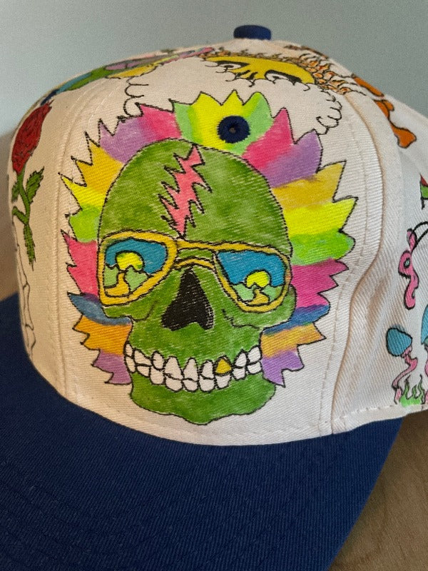 "Over the Rainbow" Hand Drawn All Over Cap Vintage Snapback