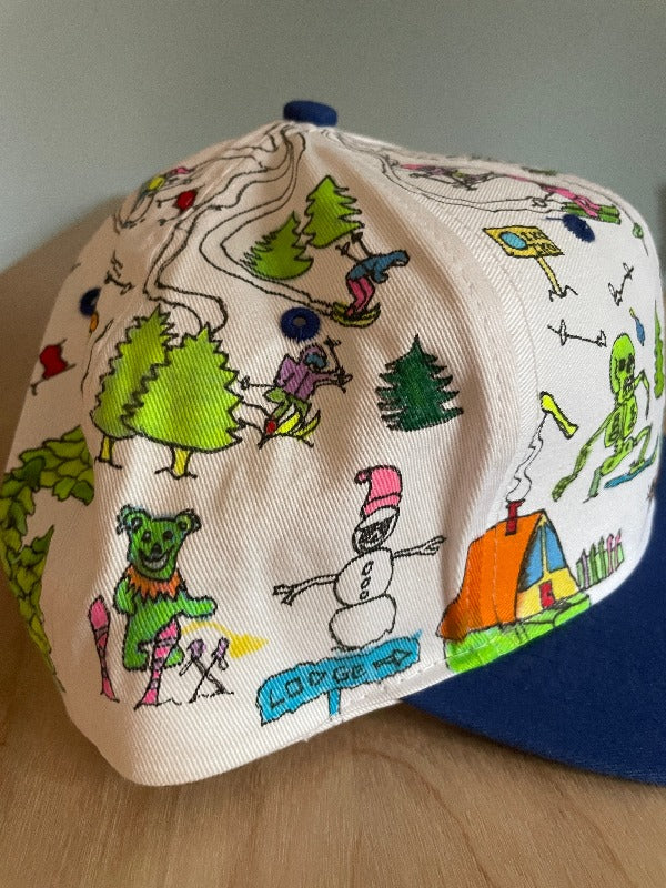 "Ski Dead" Hand Drawn All Over Cap Vintage Snapback