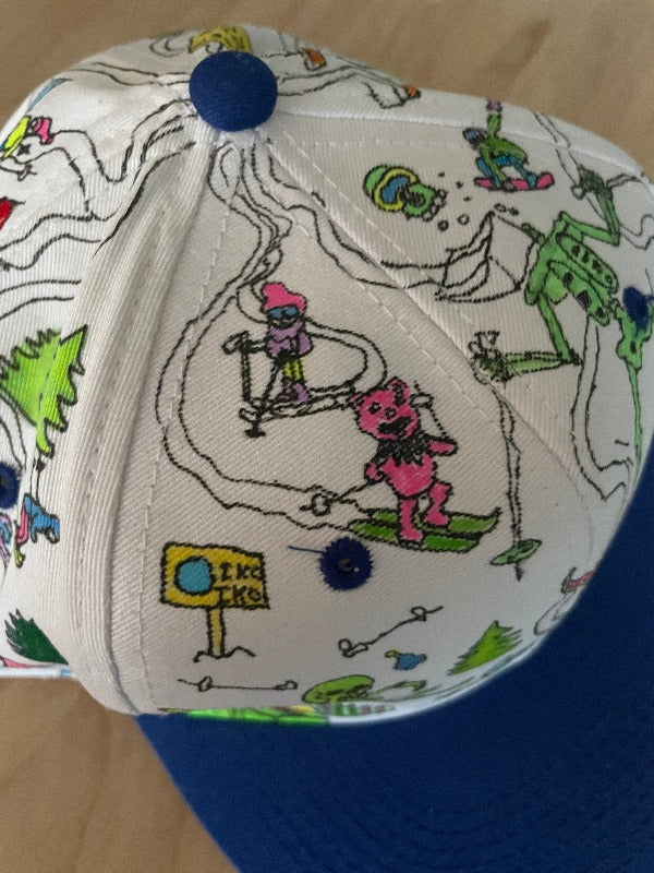 "Ski Dead" Hand Drawn All Over Cap Vintage Snapback