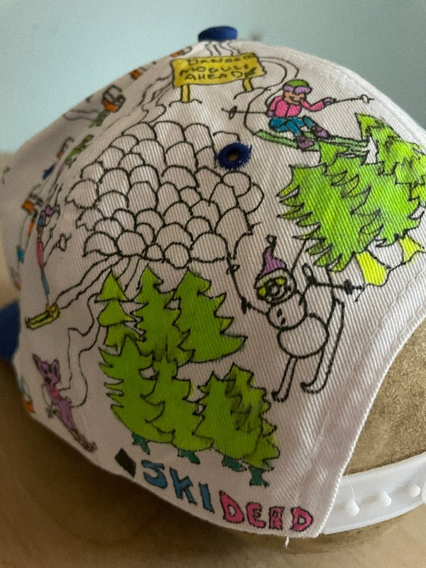 "Ski Dead" Hand Drawn All Over Cap Vintage Snapback