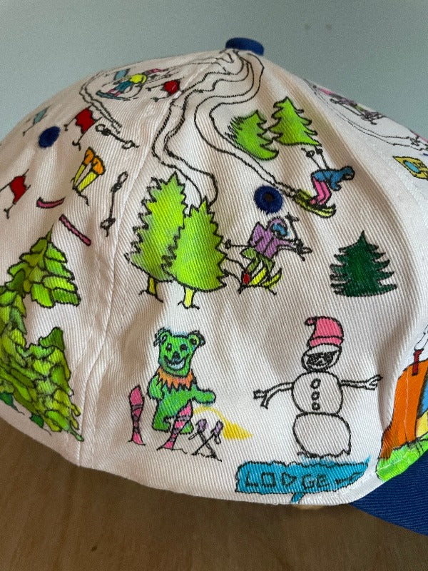 "Ski Dead" Hand Drawn All Over Cap Vintage Snapback