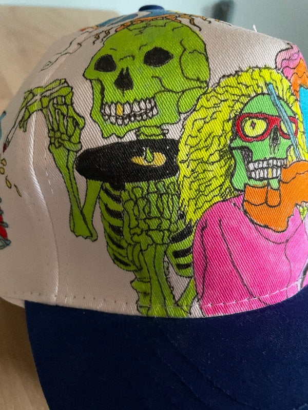 "Big 3" Hand Drawn All Over Cap Vintage Snapback