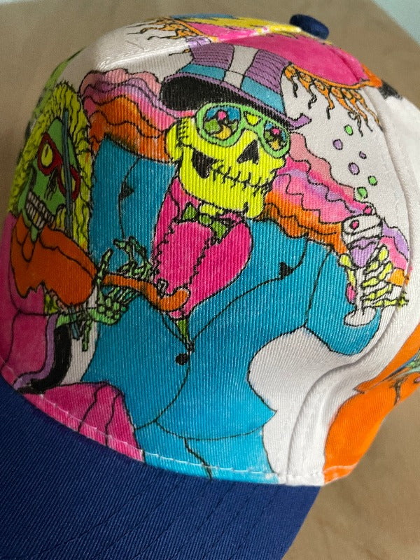 "Big 3" Hand Drawn All Over Cap Vintage Snapback