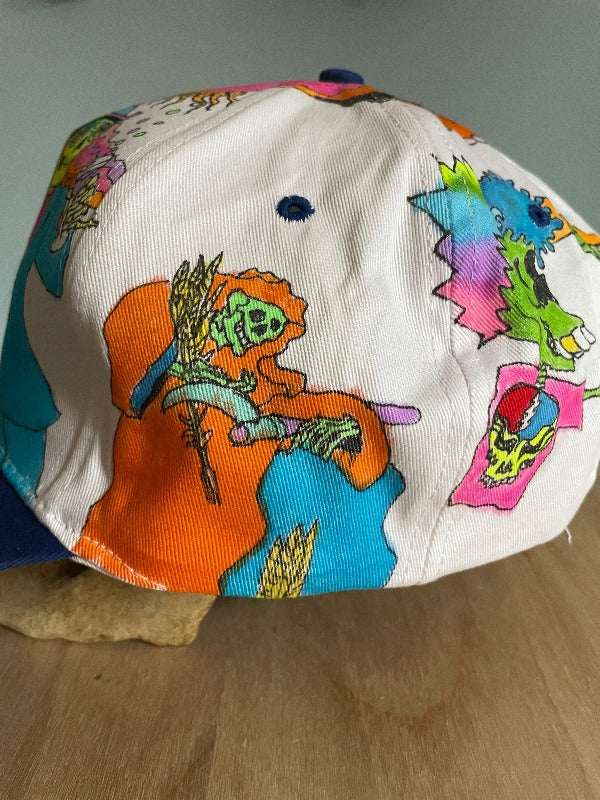 "Big 3" Hand Drawn All Over Cap Vintage Snapback