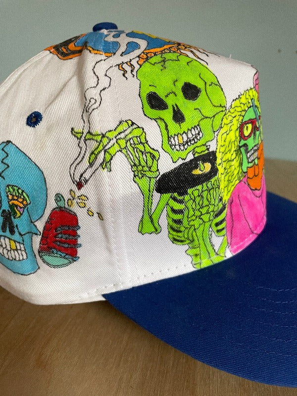 "Big 3" Hand Drawn All Over Cap Vintage Snapback