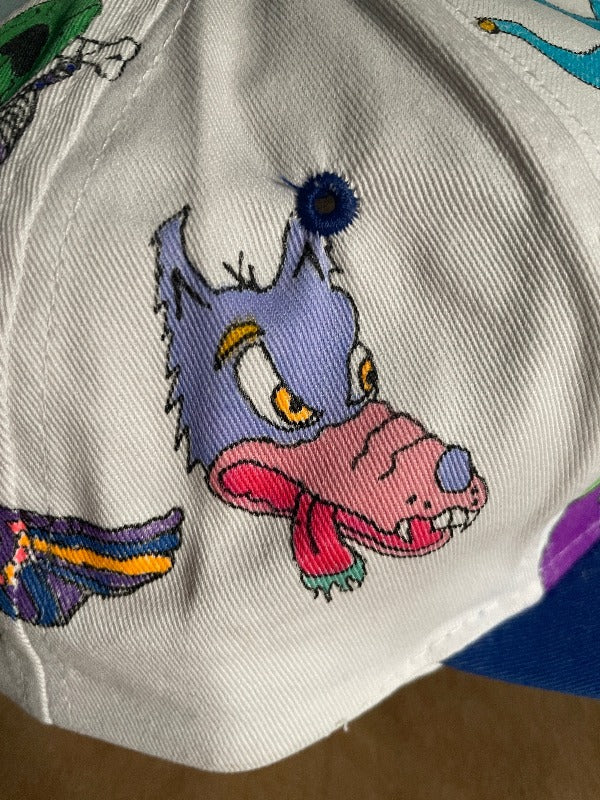 Double Trouble" Hand Drawn All Over Cap Vintage Snapback