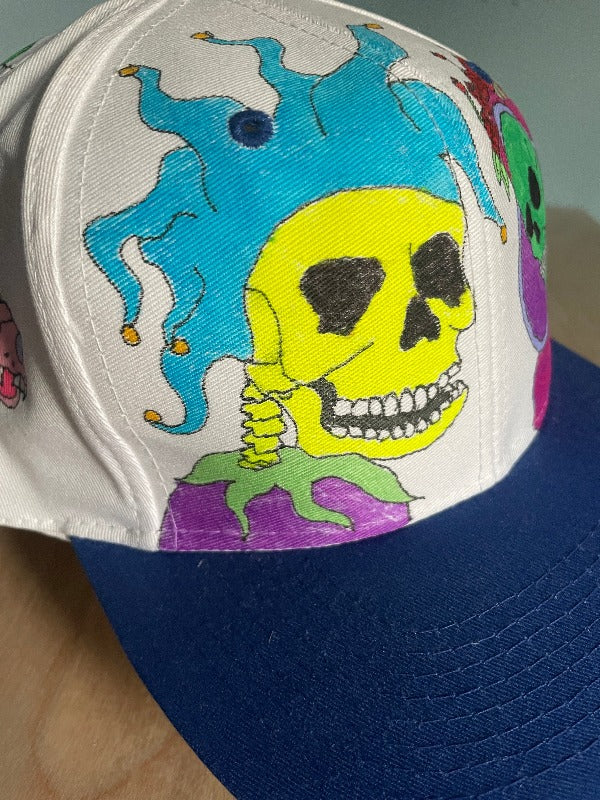 Double Trouble" Hand Drawn All Over Cap Vintage Snapback