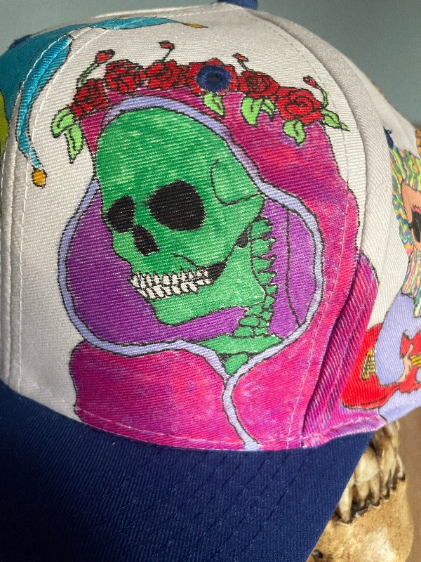 Double Trouble" Hand Drawn All Over Cap Vintage Snapback