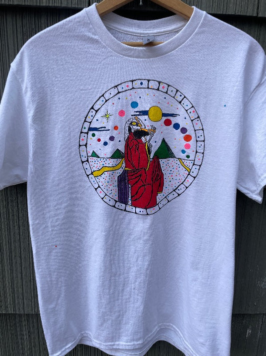 Hand Painted Blues for Allah Fiddler T-Shirt Medium