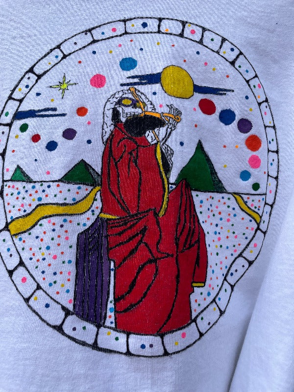 Hand Painted Blues for Allah Fiddler T-Shirt Medium