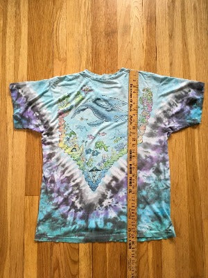 Autentiški vintažiniai skystai mėlyni Joey Mars Under Water marškinėliai XL Tie Dye