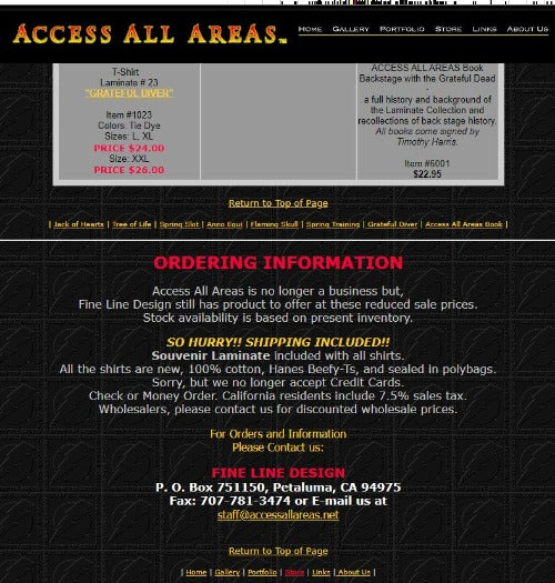 2001年デッドストック グレイトフルデッド オールアクセスTシャツ 1987年ツアー ジャックオブハート M