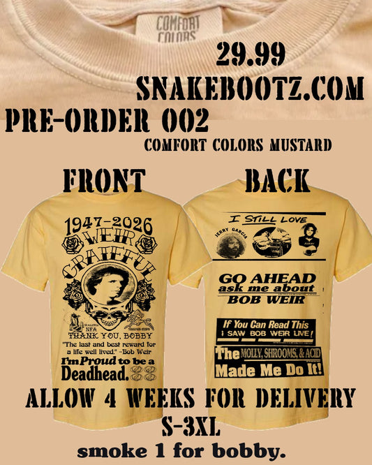 Pre-Order 002: Smoke 1 4 Bobby Comfort Colors Mustard T-Shirt
