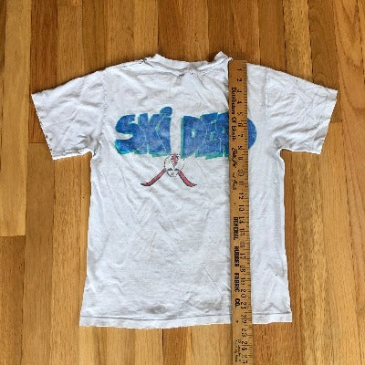 Autentiški senoviniai 80-ųjų automobilių stovėjimo aikštelės marškinėliai „Ski Dead Aspen Colorado Small“