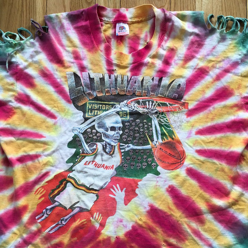 Authentic Vintage 1992 Lithuania Basketball T-Shirt Tie Dye XL