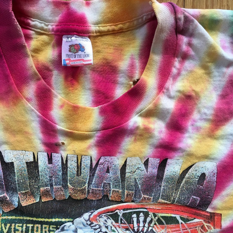 Authentic Vintage 1992 Lithuania Basketball T-Shirt Tie Dye XL