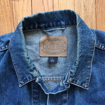 Hand Painted Denim Jean Jacket Large