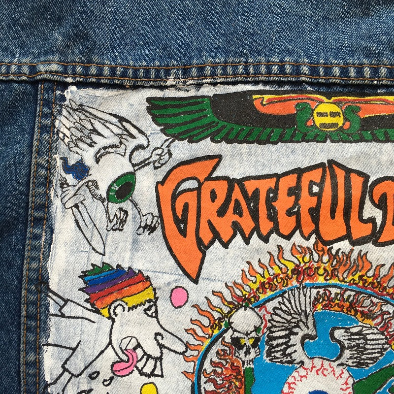 Hand Painted Denim Jean Jacket Large