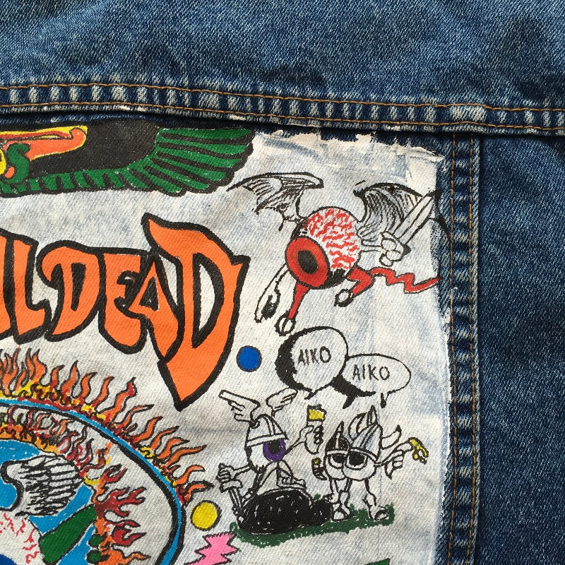 Hand Painted Denim Jean Jacket Large