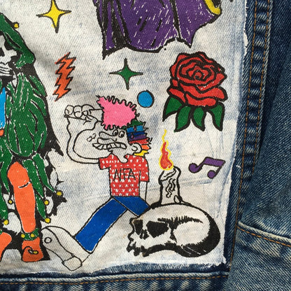 Hand Painted Denim Jean Jacket Large