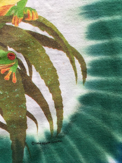 Autentiški 90-ųjų vintage Ganja Frog LS marškinėliai Tie Dye XL