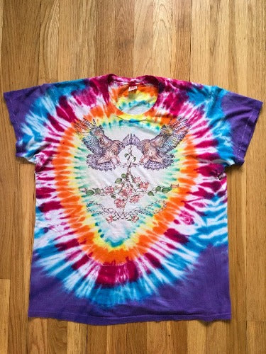 Autentiški vintažiniai 80-ųjų Lisa Chapman Mikio marškinėliai Tie Dye XL Hawk