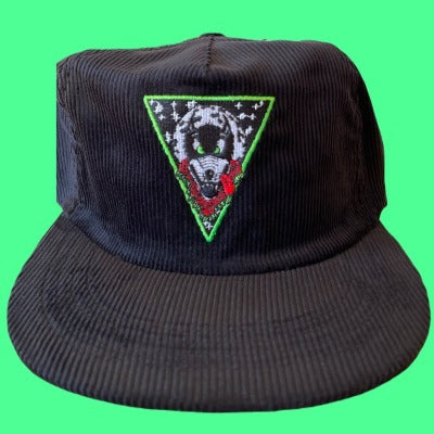 Black Corduroy Snap Back Hat Grateful Dead Moon Dire Wolf Roses Retro Shakedown Lot Garcia Wolfie